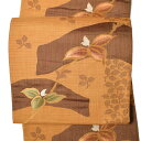 【中古品】仕立て上がり 袋帯 「赤朽葉色地 路に咲く草花」 洒落帯 【メール便不可】ss2506ofk10