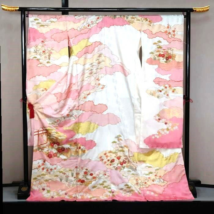 藤井寛振袖 【未仕立て新品・仕立て付き】振袖 藤井寛 皇室御用達 皇室 京友禅 手挿し 手描き 金駒糸 金駒刺繍 白 白地 雲取り 成人式 古典柄 上品 豪華 本格派 結婚式