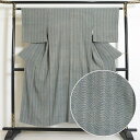 【中古】身丈146cm|裄61cm|リサイクル着物|リメイク用|着物|小紋|青|緑|花|袷|正絹|着用可