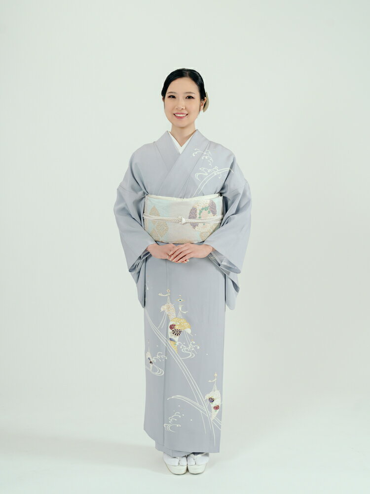 樂天商城 - 【夏用・単衣・紋紗 訪問着レンタル】訪問着 フルセット 訪問着レンタル 高級 単衣 夏 紋紗 6月 9月 お宮参り 結婚式 披露宴 参列 お茶会 紫 松 橘 波 網干 MLサイズ 品番：e-26