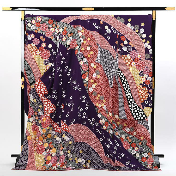 Rakuten - 【レンタル】 成人式 ご予約受付中■ 振袖レンタル 振袖 セット フルセット ワイド 紫 古典柄 結婚式 卒業式 結納 パーティー お茶会 花柄 LOサイズ 品番：f-113