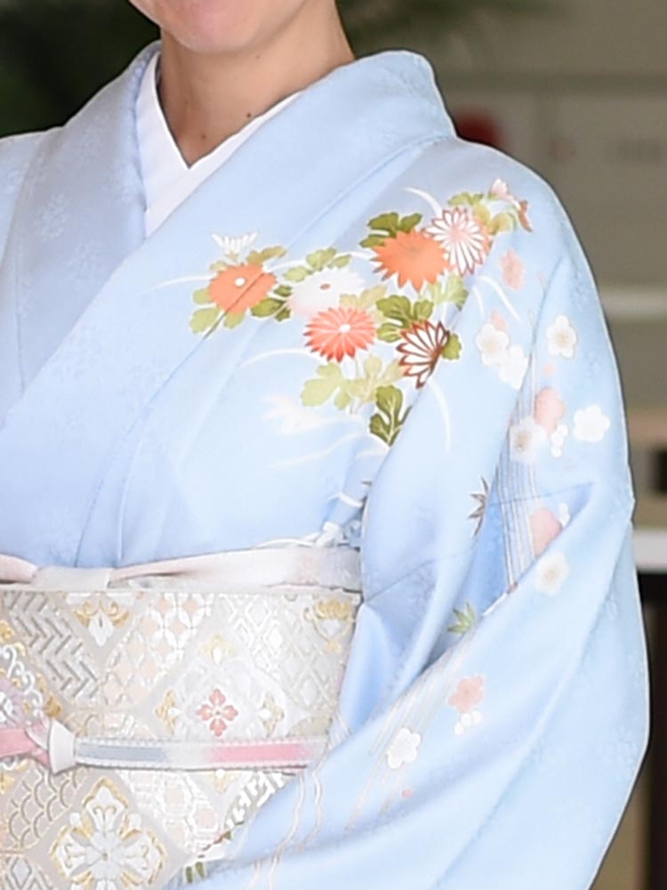 【レンタル】 訪問着 レンタル フルセット 七五三 卒園式 卒業式 入学式 結婚式 披露宴 参列 お茶会 お宮参り 水色 古典柄 貝桶 品番：h-76