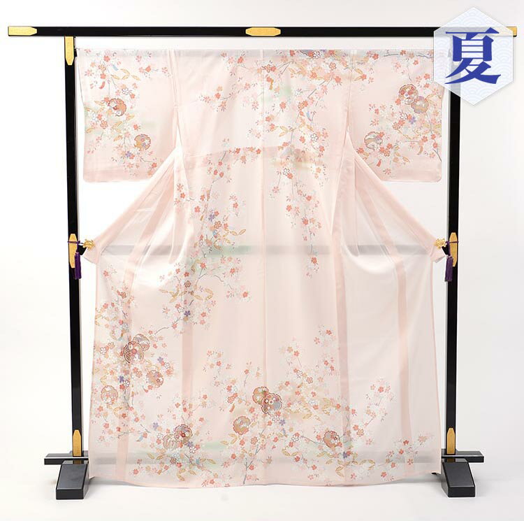 Rakuten - 【レンタル】 訪問着 レンタル 絽 夏 盛夏 7月 8月 結婚式 お宮参り お茶会 参列 パーティー 七五三 ピンク 古典 雪輪 MLサイズ 品番：n-21