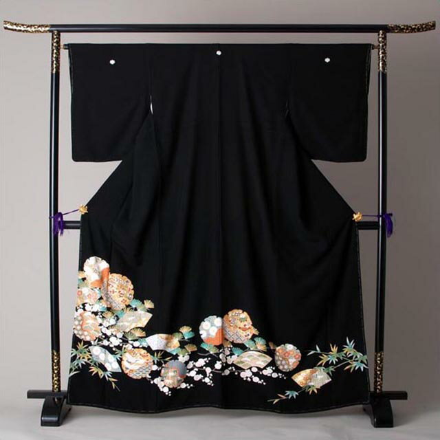 【レンタル】 黒留袖レンタル 着物レンタル 留袖　23-315 フルセット 黒留袖 レンタル 結婚式 披露宴 レンタル 母親 親族 列席者 おすすめ 貸衣装 正絹 姉妹 叔母 伯母 50代(4)