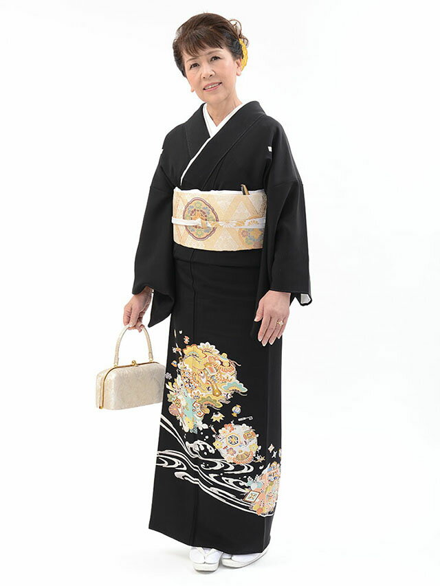 【レンタル】 黒留袖レンタル 着物レンタル 留袖　t-25-608 フルセット 黒留袖 レンタル 結婚式 披露宴 レンタル 母親 親族 列席者 おすすめ 貸衣装 正絹 姉妹 叔母 伯母 50代