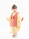  三才の女の子用被布セット　着物：黄色　被布：赤の絞り　品番：kd-16