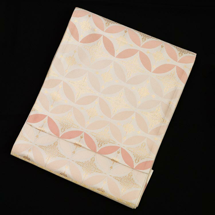 【高級帯レンタル】obi-150 袋帯レンタル「七宝文様・淡いピンクとシルバー」
