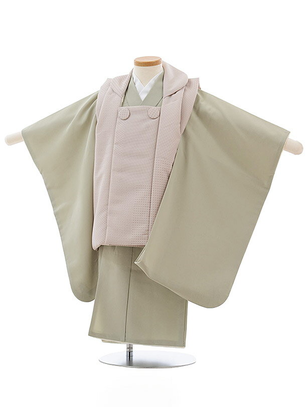 七五三 着物レンタル 3歳 男の子 被布(3歳男の子)七五三(3才男)3091/ベージュ×薄グリーン レンタル 3歳 男児 753 着物 男の子 着物レンタル ...