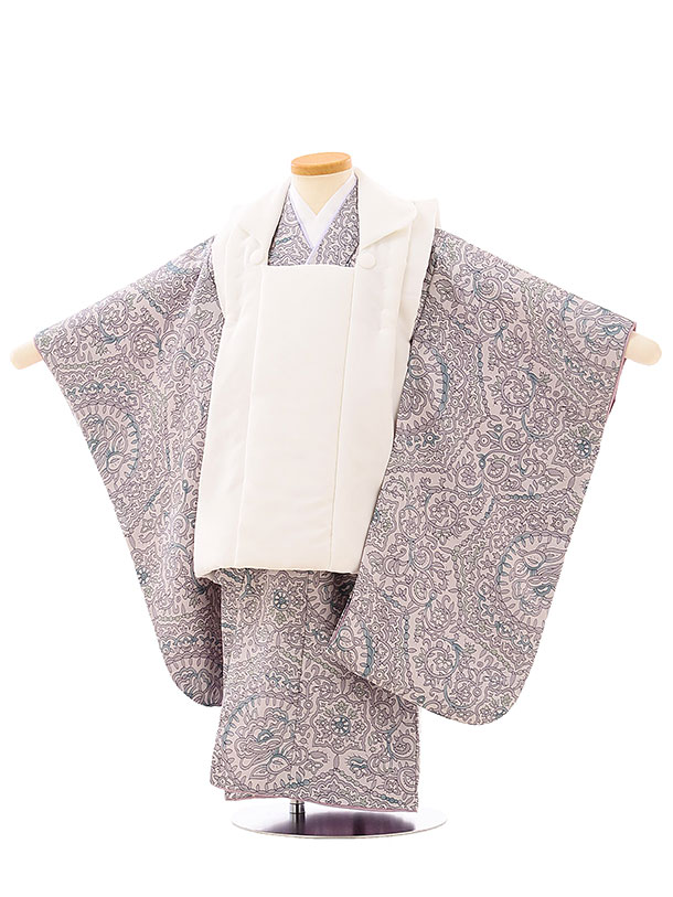 七五三 着物レンタル 3歳 男の子 被布(3歳男の子)七五三(3才男)A202白×変わり柄 レンタル 3歳 男児 753 着物 男の子 着物レンタル きものレン...