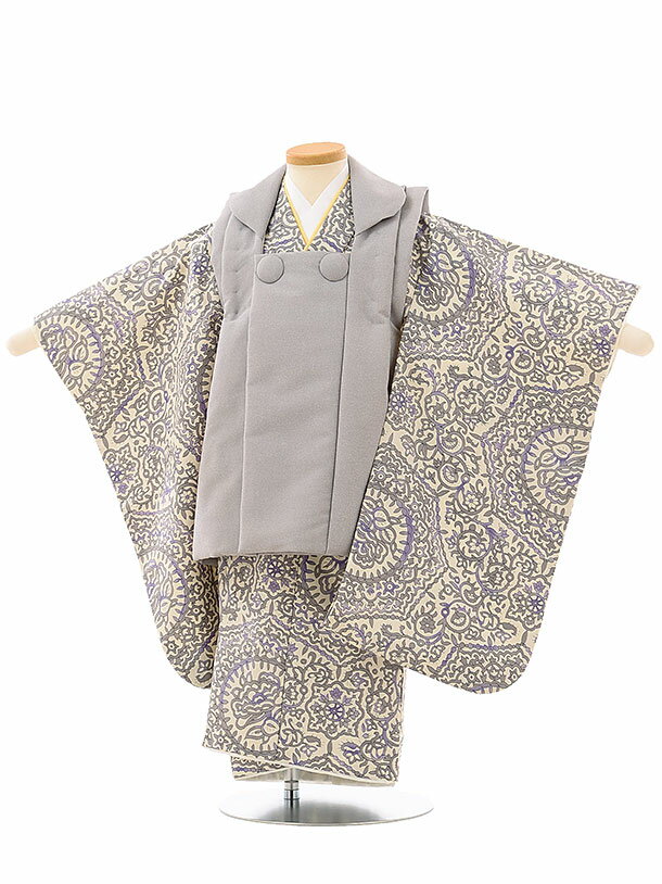 七五三 着物レンタル 3歳 男の子 被布(3歳男の子)七五三(3才男)A206薄紫×ベージュ変わり柄 レンタル 3歳 男児 753 着物 男の子 着物レンタル ...