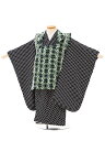 七五三 着物レンタル 3歳 男の子 被布(3歳男の子)七五三(3才男)A209緑×黒ドット レンタル 3歳 男児 753 着物 男の子 着物レンタル きものレンタル 七五三 子供和装 被布コート 貸衣装☆新品足袋プレゼント☆ 結婚式 披露宴 袴なしfy16REN07【レンタル】