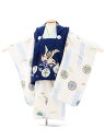 七五三 着物レンタル 3歳 男の子 被布(3歳男の子)七五三(3才男)A224紺×薄クリーム 矢絣 花紋 レンタル 3歳 男児 753 着物 男の子 着物レンタ...