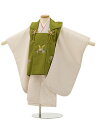 七五三レンタル(3歳男の子/被布)3172/抹茶 兜×薄ピンク 矢絣 レンタル きものレンタル 七五三 子供和装 被布コート 貸衣装☆新品足袋プレゼント☆fy1...