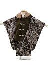 七五三レンタル(3歳男の子/被布)A30X/ダッフル茶色×茶色 牡丹 梅 レンタル 七五三 子供和装 被布コート 貸衣装☆新品足袋プレゼント☆fy16REN07...