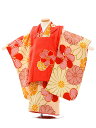 七五三 着物 レンタル 3歳 女の子 被布 セット 3歳の着物レンタル(女の子)A323赤×ベージュ菊文様 レンタル 3歳 女児 被布 七五三 753 着物 三...