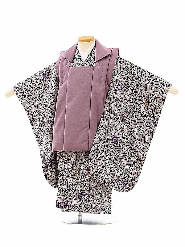 七五三 着物 レンタル 3歳 女の子 被布 セット 3歳の着物レンタル(女の子)A344紫×紫大花 レンタル 3歳 女児 被布 七五三 753 着物 三 女の子...