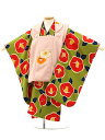 七五着物 3歳 女の子 被布 セット 3歳の着物レンタル(女の子)A31G/薄ピンク 椿×抹茶色 椿 レンタル 3歳 女児 被布 七五753 着物 女の子 着物 3才 きものレンタル 新品足袋プレゼント 被布コート fy16REN07【レンタル】