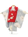 七五着物 3歳 女の子 被布 セット 3歳の着物レンタル(女の子) A31R/赤 刺繍 椿×薄水色地 大花 レンタル 3歳 女児 被布 七五753 着物 女の子...