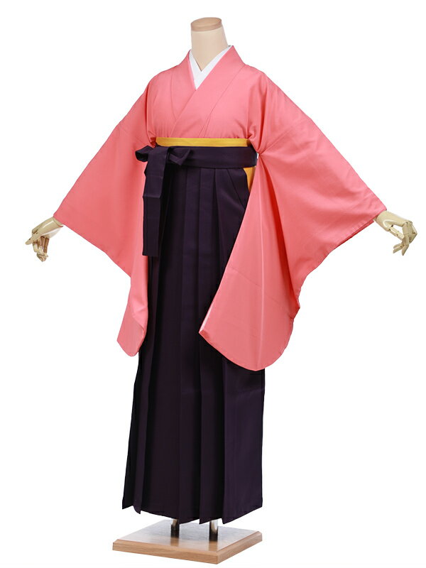 卒業式 袴レンタルAAGC012 ピンク着物紫袴 卒業式 卒園式 袴 レンタル 先生向け袴レンタルfy16REN07