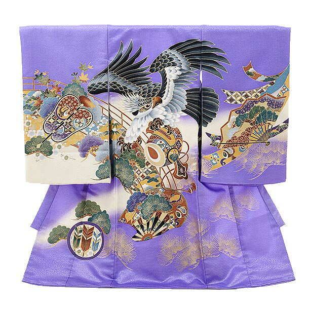 お宮参り 男の子レンタル 産着 レンタル|産着レンタル（男の子）AAL0056 紫地鷹に小槌 レンタル 男の子 祝い着 着物 男の子 着物 掛け着 初着 お宮参り 男の子レンタル 産着 レンタル 男児 ベビー着物 赤ちゃん fy16REN07【レンタル】