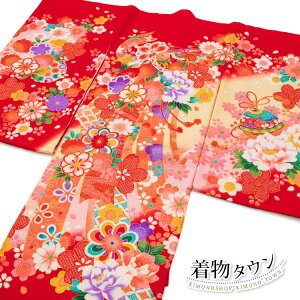 お宮参り 着物 女の子 初着 産着 正絹 鈴 桜 赤 女児 祝着 掛け着 販売 購入 一つ身
