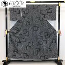 【お得なクーポン配布中】 小紋 総絞り 鹿の子絞りに四角模様 モノトーン K-3352 着物 きもの kimono 和服 和装 中古 リサイクル着物 【送料無料】