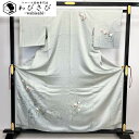 【お得なクーポン配布中】 付下げ 上品な草花模様 叩き染 金彩 暈し 裏葉色 K-4271 着物 きもの kimono 和服 和装 中古 リサイクル着物 【送料無料】