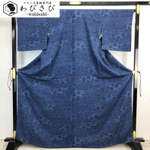 【お得なクーポン配布中】 小紋 型染 花唐草模様 藍色 縮緬 トールサイズ K-4385 着物 きもの kimono 和服 和装 中古 リサイクル着物 【送料無料】 【お得なクーポン配布中】 小紋 型染 花唐草模様 藍色 縮緬 トールサイズ K-4385 着物 きもの kimono 和服 和装 中古 リサイクル着物 【送料無料】