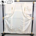 【お得なクーポン配布中】 紗合せ 付下げ 手描き 菖蒲の花模様 金糸 乳白色 K-4446 着物 きもの kimono 和服 和装 中古 リサイクル着物 【送料無料】