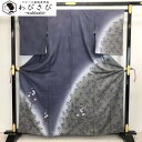 【お得なクーポン配布中】 訪問着 上品な撫子の花柄模様 友禅 金彩 鳩羽紫色 しつけ糸 K-3608 着物 きもの kimono 和服 和装 中古 リサイクル着物 【送料無料】