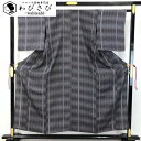 【お得なクーポン配布中】 単衣 瓢箪 縮緬 しつけ糸 石板色 K-4708 着物 きもの kimono 和服 和装 中古 リサイクル着物 【送料無料】