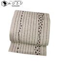 【お得なクーポン配布中】 名古屋帯 縦縞に抽象模様 砂色 O-5121 着物 きもの kimono 和服 和装 中古 リサイクル着物 【送料無料】