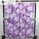 【お得なクーポン配布中】 夏着物 浴衣 綿紅梅 桜の花びらに兎 杜若色 しつけ糸 K-3875 着物 きもの kimono 和服 和装 中古 リサイクル着物 【...