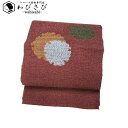 【お得なクーポン配布中】 夏帯 名古屋帯 絽 雪輪模様 帯紅色 O-5200 着物 きもの kimono 和服 和装 中古 リサイクル着物 【送料無料】