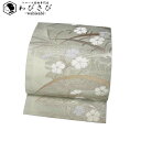 【お得なクーポン配布中】 夏帯 名古屋帯 絽 撫子の花模様 金銀糸 薄青磁色 O-5214 着物 きもの kimono 和服 和装 中古 リサイクル着物 【送料...