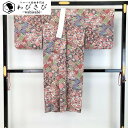 【お得なクーポン配布中】 長襦袢 多様な柄裄 臙脂色 半衿付 J-303 着物 きもの kimono 和服 和装 中古 リサイクル着物 【送料無料】