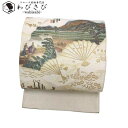 【お得なクーポン配布中】 袋帯 綴れ 東海道五拾三次 乳白色 O-3388 着物 きもの kimono 和服 和装 中古 リサイクル着物 【送料無料】