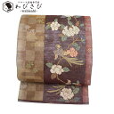 【お得なクーポン配布中】 袋帯 豊麗瑞鳳文 椿の花 鳳凰 市松模様 金糸 O-3536 着物 きもの kimono 和服 和装 中古 リサイクル着物 【送料無料...