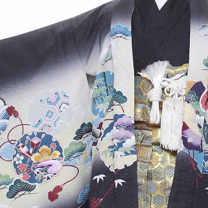 【レンタル】 七五三 男の子 羽織袴 12点セット 袴レンタル フルセット sbw3188 【往復送料無料】 三歳 男児 袴 100cm 七五三着物 黒 鷹 袴 3歳 ジュニア レンタル着物 七五三 753 前撮り 3