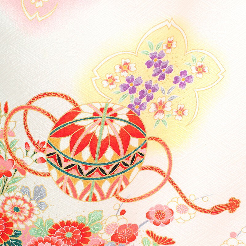 【レンタル】 [7泊8日OK] 七五三 女の子 着物 17点セット 三ツ身レンタル フルセット sgw3076 【往復送料無料】 三歳 女児 三ツ身 95〜100cm 七五三着物 白 花柄 毬 三ツ身 3歳 ジュニア レンタル着物 七五三 753 桃の節句 発表会 3