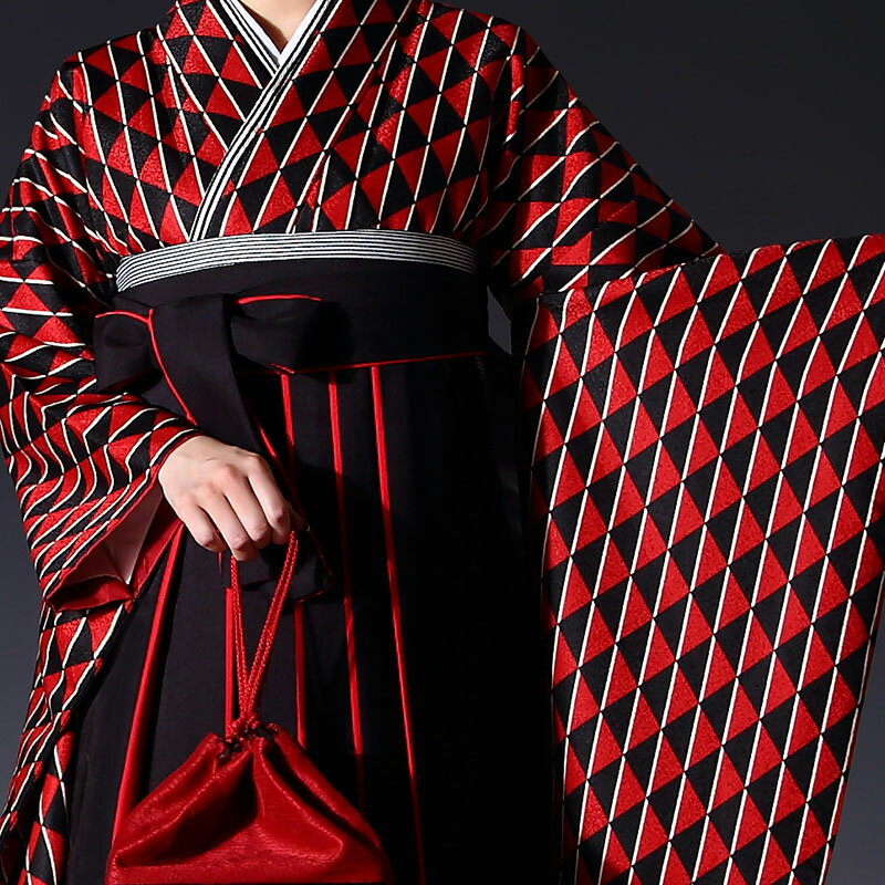 【期間限定クーポン配布中】【レンタル】 二尺袖 袴 15点セット 卒業袴レンタル フルセット g448 【往復送料無料】 卒業袴 レンタル 小振袖 赤 鱗 卒業袴 レディース レンタル着物 卒業式 初詣 謝恩会 街着