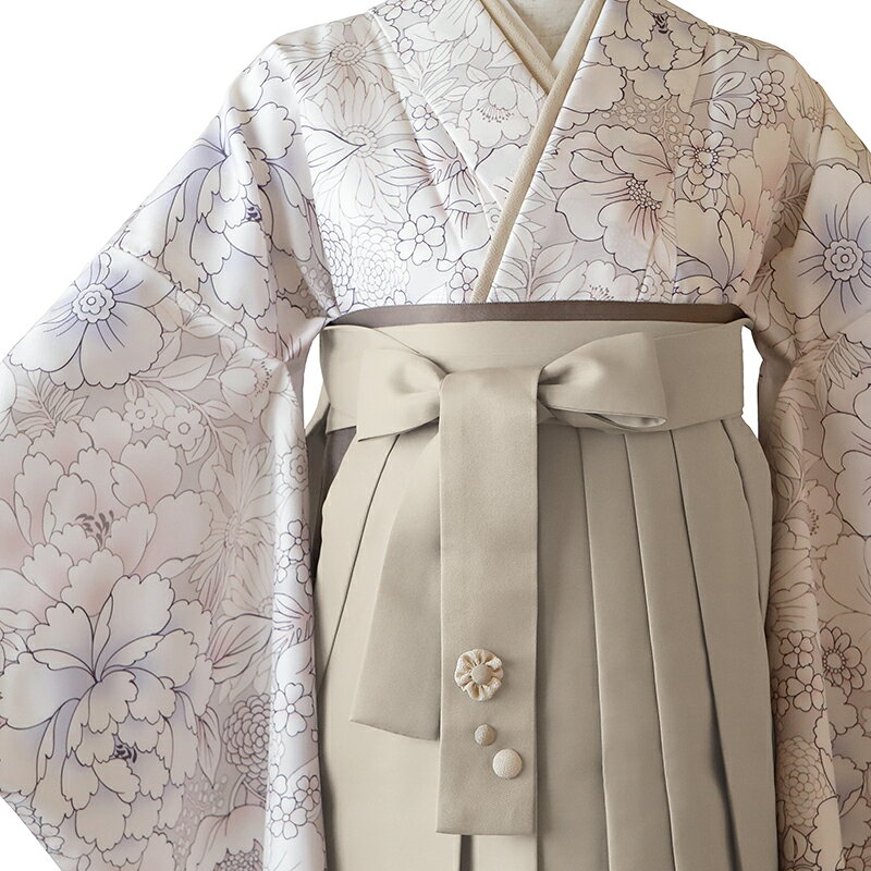 【期間限定クーポン配布中】【レンタル】 二尺袖 袴 15点セット 卒業袴レンタル フルセット g596 【往復送料無料】 卒業袴 レンタル 小振袖 グレー 白 花柄 卒業袴 レディース レンタル着物 卒業式 初詣 謝恩会 街着