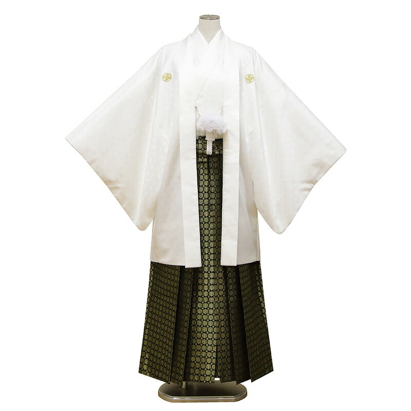 【レンタル】 成人式 紋付袴 9点セット【対応身長:170cm〜175cm】羽織袴レンタル フルセット men208-s (mb071-hb016)【往復送料無料】 二十歳 羽織袴 レンタル 成人式 袴 白 無地 松 羽織袴 紋 丸に違い鷹の羽 20歳 メンズ レンタル着物 成人式 謝恩会
