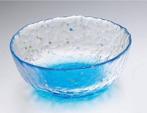 すい蓮 冷し鉢 BL 水色 青 蒼 水玉 かわいい ガラス ボウル かき氷 そうめん 冷麺 サラダ フルーツ フルーツポンチ 杏仁豆腐 デザート 夏休み おしゃれ カフェ 喫茶店 かっぱ橋 浅草 水崎硝子 ブルーハワイ 凹凸 可愛い 雑貨屋 インテリア 金魚 冷ややっこ 冷やし中華