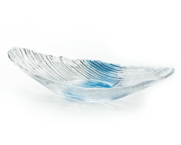 《日本製》蒼碧 舟型【ガラス 皿】【長皿】