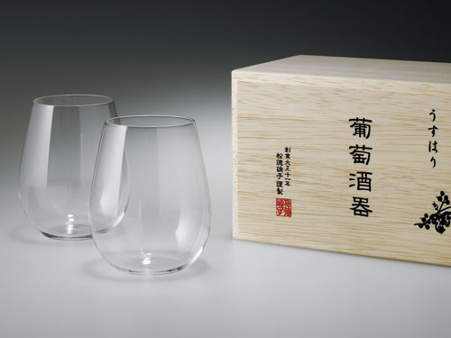 松徳硝子 うすはり 葡萄酒器 ボルドー 木箱入り 2P セット 330ml 日本製 国産ギフト 高級 贈り物 プレゼント シンプル 誕生日 結婚祝い 内祝い おすすめ おしゃれ オシャレ クリスタルガラス