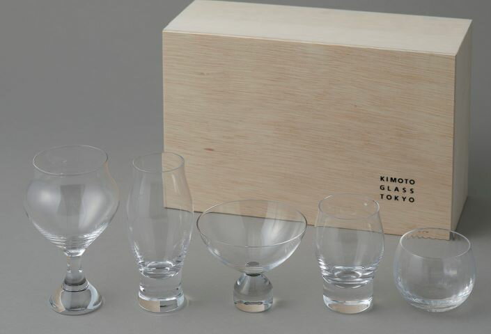 《日本製》サケグラスセレクション　5点セット【KIMOTO GLASS】【made in japan】【グラス】【盃】【日本酒】【冷酒杯】日本酒専用 飲み比べ セット お得 和食 グラス おちょこ お酒 おしゃれ かわいい 木箱 プレゼント 贈り物 お酒好き 女性 おすすめ 人気 ブランド