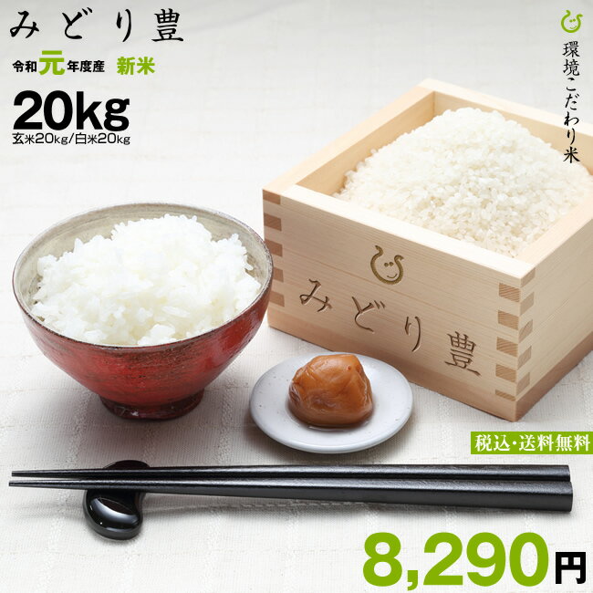 新米！【令和元年：滋賀県産】みどり豊　環境こだわり米　玄米のまま20kgもしくは精米済み白米20kg