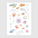 タトゥーシール 海 亀 魚 貝 蟹 カニ イルカ 色鉛筆 イラスト 夏 fake tattoo ボディシール ワンポイント ボディアート 背中 かわいい おしゃれ フェス イベント 野外 パーティー 防水 シンプル 韓国韓国雑貨 韓国ファッション 送料無料