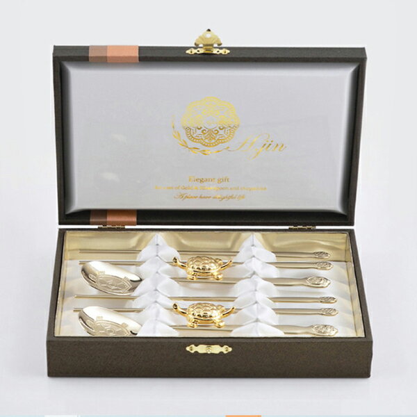 H.JIN 健康 亀 チタン 箸スプーンペアセット 亀 カトラリーセット カメ 送料無料 高級 韓国食器 スジョ..